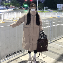 实拍2025秋冬新款韩版宽松大码女装中长款保暖加厚收腰棉服外套