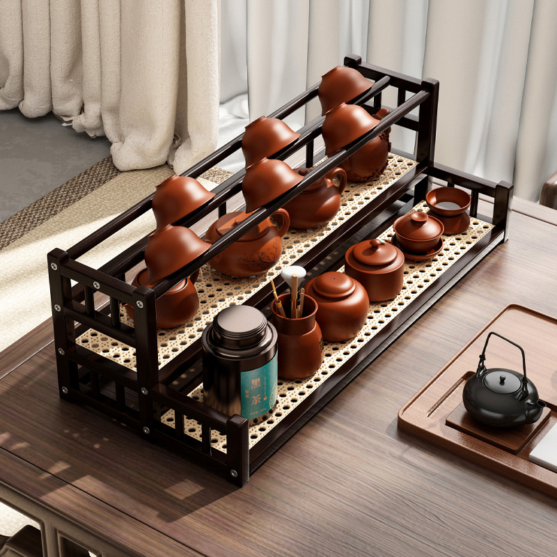 Taza de té estante sala de té estante de almacenamiento no madera sólida escritorio chino Bo Gu tabla de té estante de exhibición de té almacenamiento pequeño