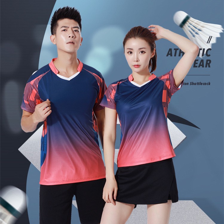 Badminton Clothing Tops Customized Quick-Drying Women's Short-Sleeved T-Shirts Summer Tennis Table Tennis Jerseys Men's Sportswear Customized