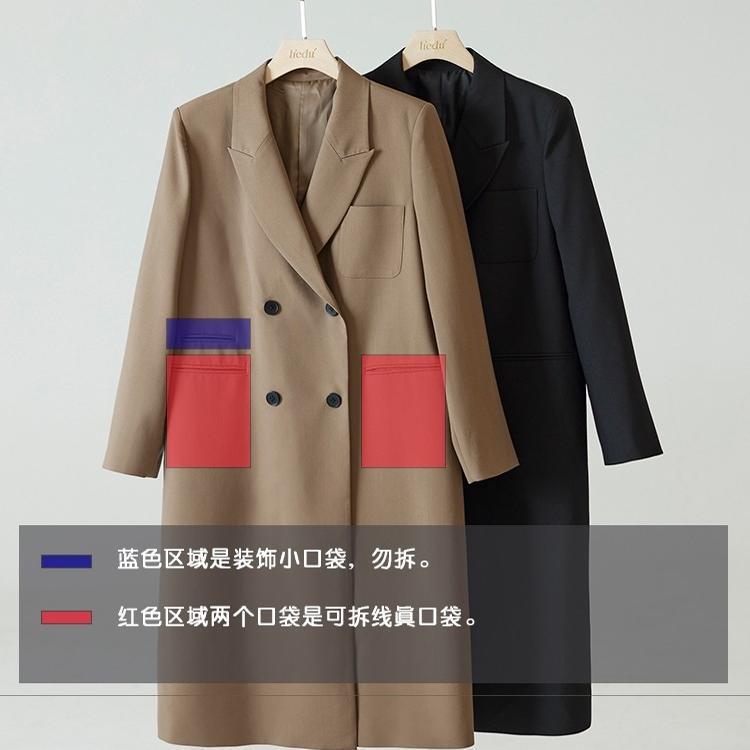 休闲微胖mm英伦复古宽松大码中长款西装过膝风衣外套女秋|undefined