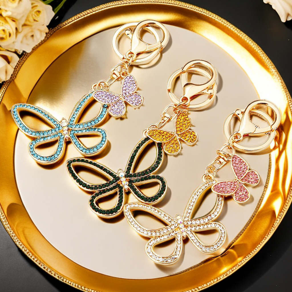 Lady Korean Style Butterfly Alloy Inlay Rhinestones Women's Bag Pendant Keychain display picture 1