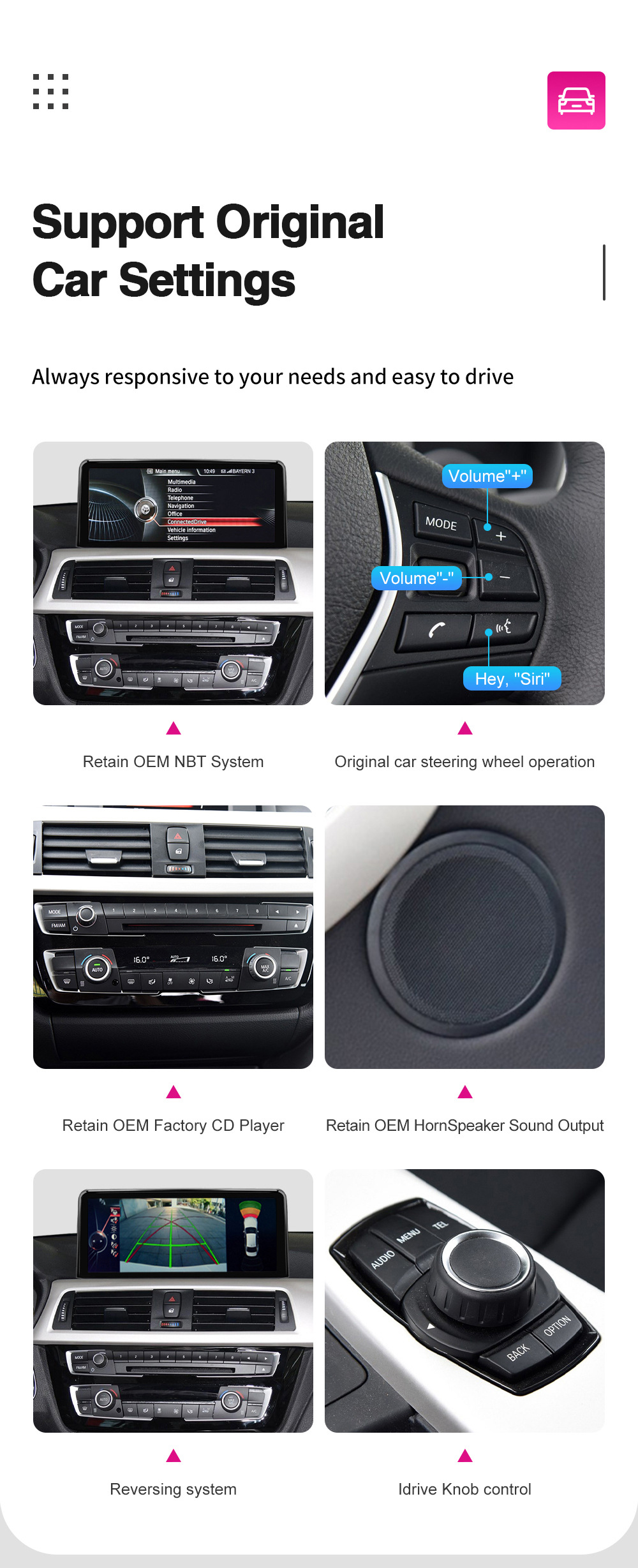 10.25 "Wireless CarPlay Display for 3 Series/4 Series NBT Radio Player Linux Touch Screen
