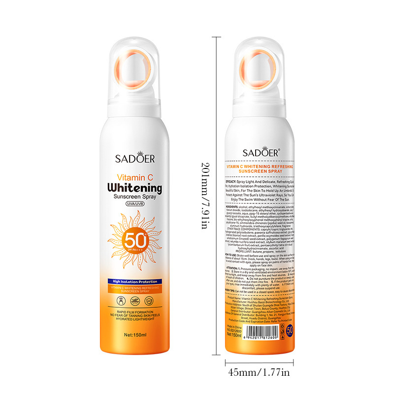 Todo en inglés SADOER Vitamina C Blanqueamiento Refrescante Protector solar Protección de aislamiento Protección UV Comercio exterior transfronterizo