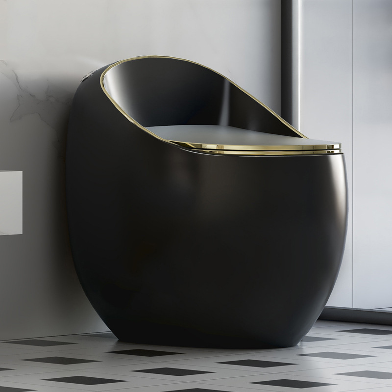 Venta al por mayor inodoro de cerámica creativo simple inodoro en forma de huevo pequeño apartamento sifón mudo hogar integrado baño inodoro