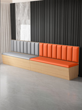 实木卡座沙发靠墙奶茶店换鞋凳储物凳猫抓皮靠背沙发凳休息长条凳