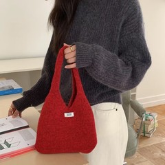 韩系新款2025针织托特包纯手工手拎包包休闲百搭少女迷你手提包包