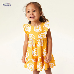 Little maven歐美風女童連衣裙夏款兒童短袖公主裙跨境純棉女童裙