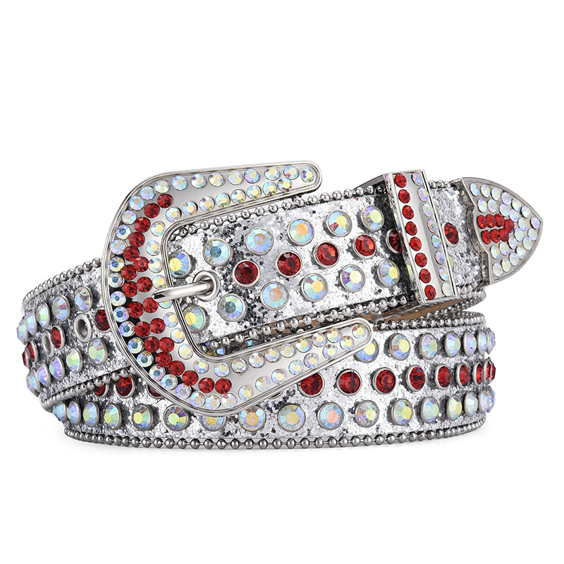 Moda europea y americana para hombres y mujeres cinturón punk Denim Rock y2g estilo de moda remache rhinestone con incrustaciones cinturón ancho para hombres