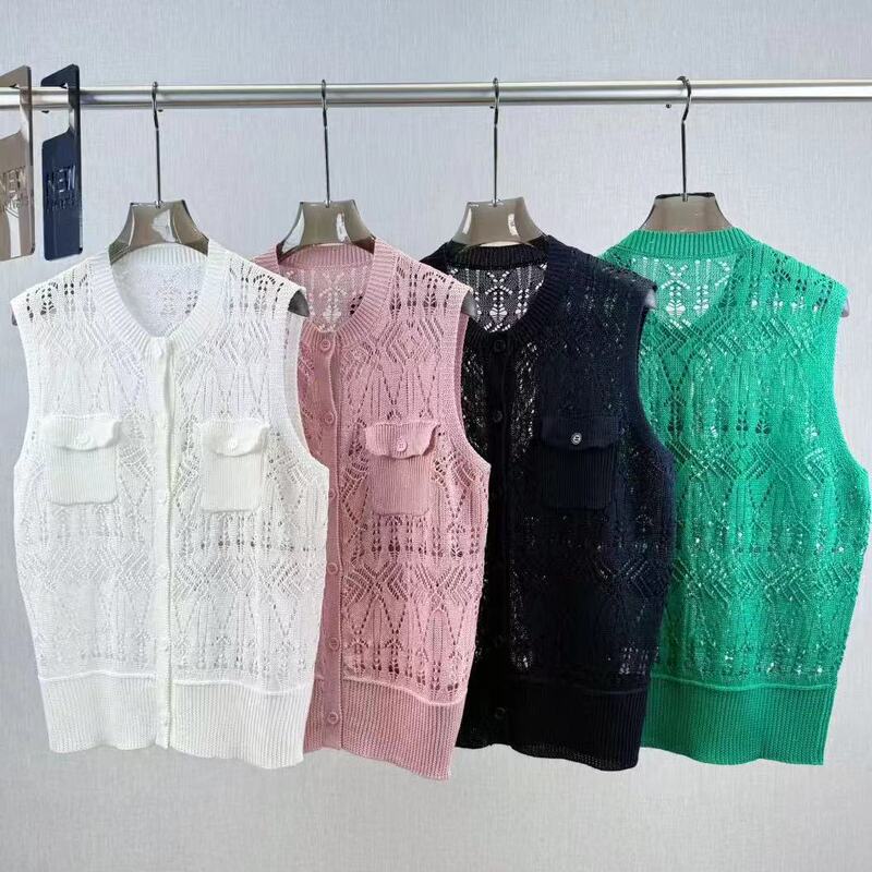 Special Offer: Unique Summer New Design Round Neck Pocket Hollow-Out Crochet Sleeveless Knit Vest for Women Special Offer: Unique Summer New Design Round Neck Pocket Hollow-Out Crochet Sleeveless Knit Vest for Women