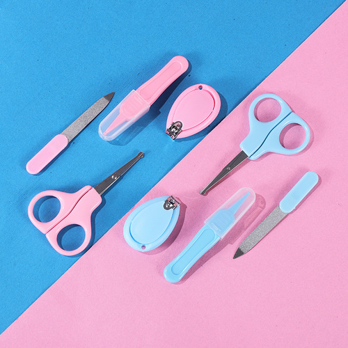 Cross-border supply of baby care set, travel portable nail clipper set of four, scissors and tweezers set
