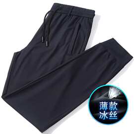高品质凉感休闲裤男夏季薄款裤子男士收口运动裤宽松束脚冰丝男裤
