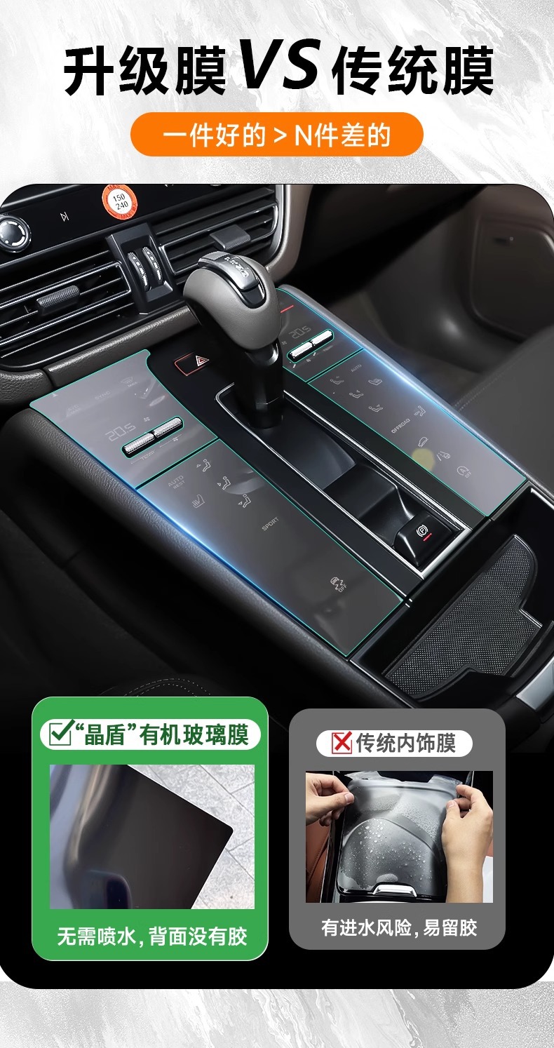 Suitable for Porsche Macan Interior Supplies New Energy Central Control Film Large Screen Tempered Compass Decoration Modification