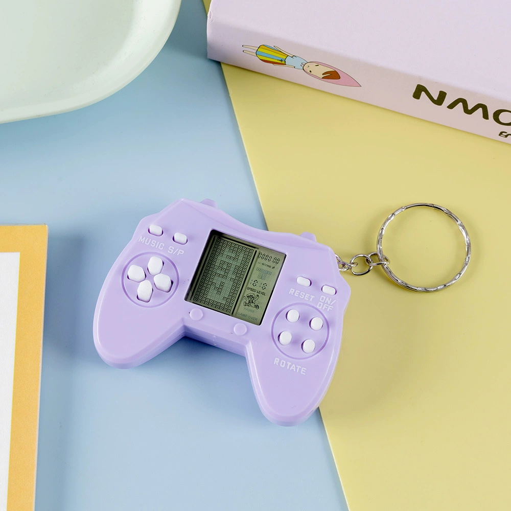 Mini Game Console Keychain, Tetris Handheld, Transparent/macarons, 26 Modes, 6.2×5×1.7 cm
