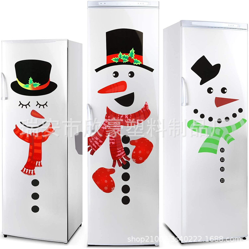 2022新款圣诞节雪人冰箱贴贴纸汽车车身装饰 PVC软胶磁性吸贴装饰