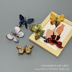 模擬 3D 蝶カラフルな蝶布花ヘアピンヘアピン花アクセサリー庭の蝶の壁のアレンジメント装飾卸売