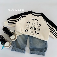Mai Bao 子供服 2025 秋の新韓国スタイル子供プルオーバースウェットシャツ男性と女性のベビー秋トップス子供服