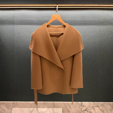 大翻领立领双面羊绒大衣女高级感羊毛中长款毛呢大衣外套小个子款
