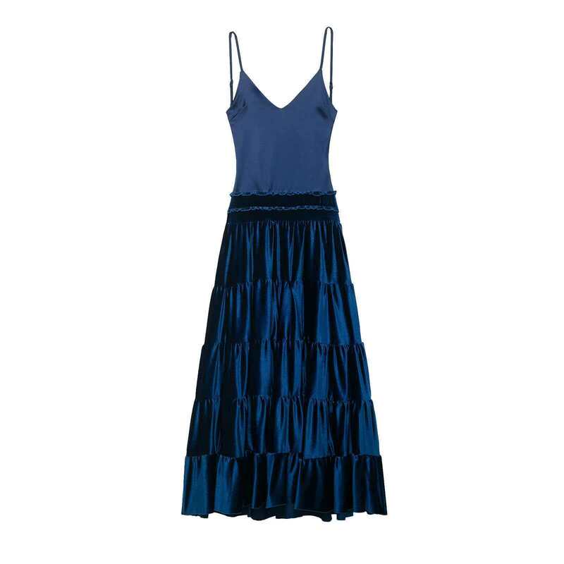 Kaopu Za European and American Popular Style Spaghetti Strap Dress, Elegant Layered Mid-Length Dress, Aliexpress Foreign Trade Women's Summer Dress