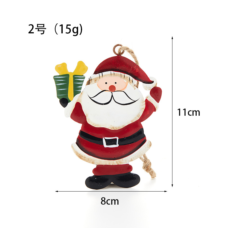 Madera Santa muñeco de nieve alce colgante de hierro forjado color decoración pintada a mano decoración de árbol de Navidad retro americano