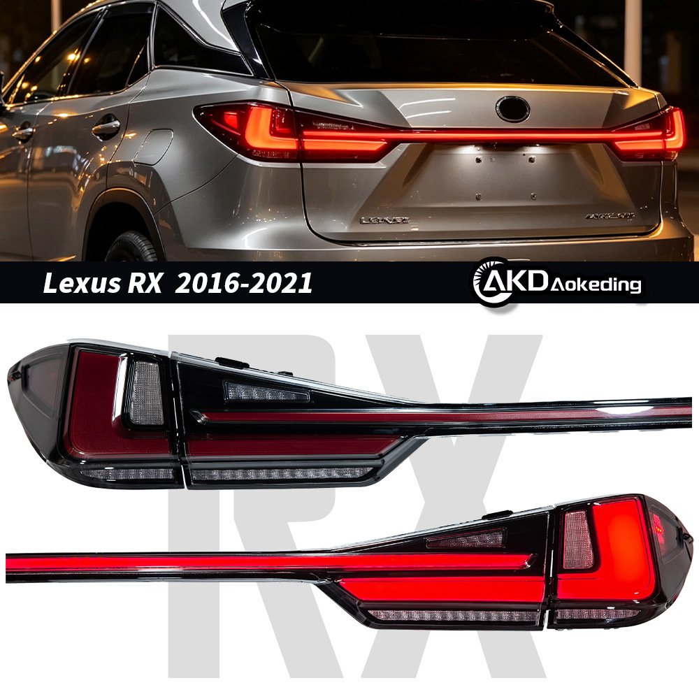 Подходит для моделей Lexus RX 2016-2022 годов выпуска: сплошные задние фонари, плавно переходящие в свет указатели поворота, светодиодные стоп-сигналы высокой яркости и фонари заднего хода.