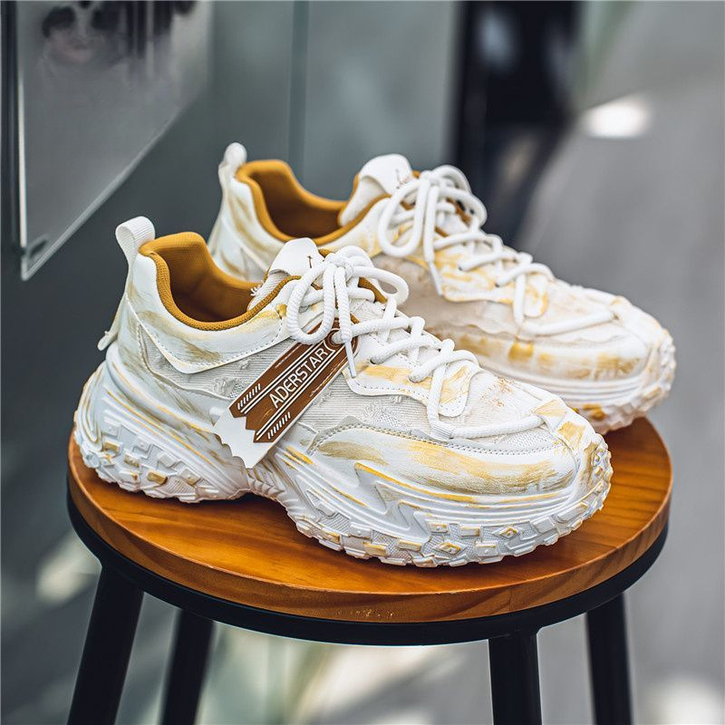 Men's Shoes 2025 Autumn New Campus Style Breathable Versatile Fashion Thick-Soled Trendy Sports Dad Shoes