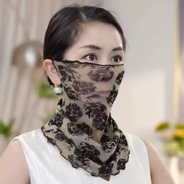 New Korean Style Scarf Mask for Women, Fashionable Full Face Neck Protector, Thin Gauze Scarf, Versatile for Women