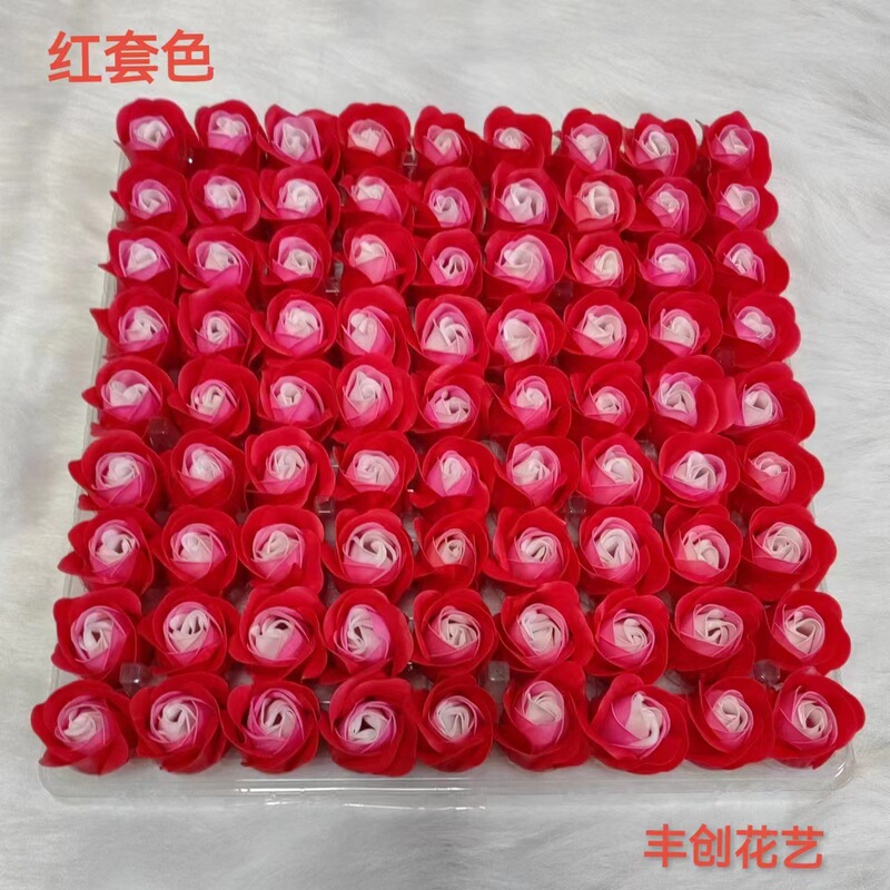源メーカーの卸売りは、ベースのない三層の石けん花の花の頭を厚くして、石けん花のバラの花の頭をシミュレートします|undefined