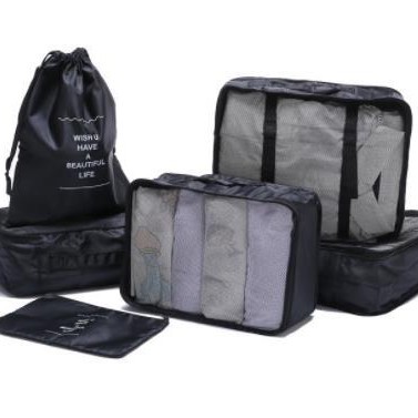 Set de bolsas de viaje de sarga, organizadores de ropa 6–8 piezas para maleta.