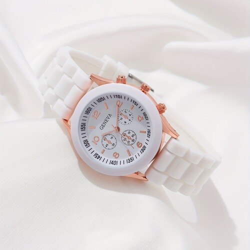 Live broadcast new ladies' Korean style high-end quartz watch, minimalist classic imitation leather strap watch set for women