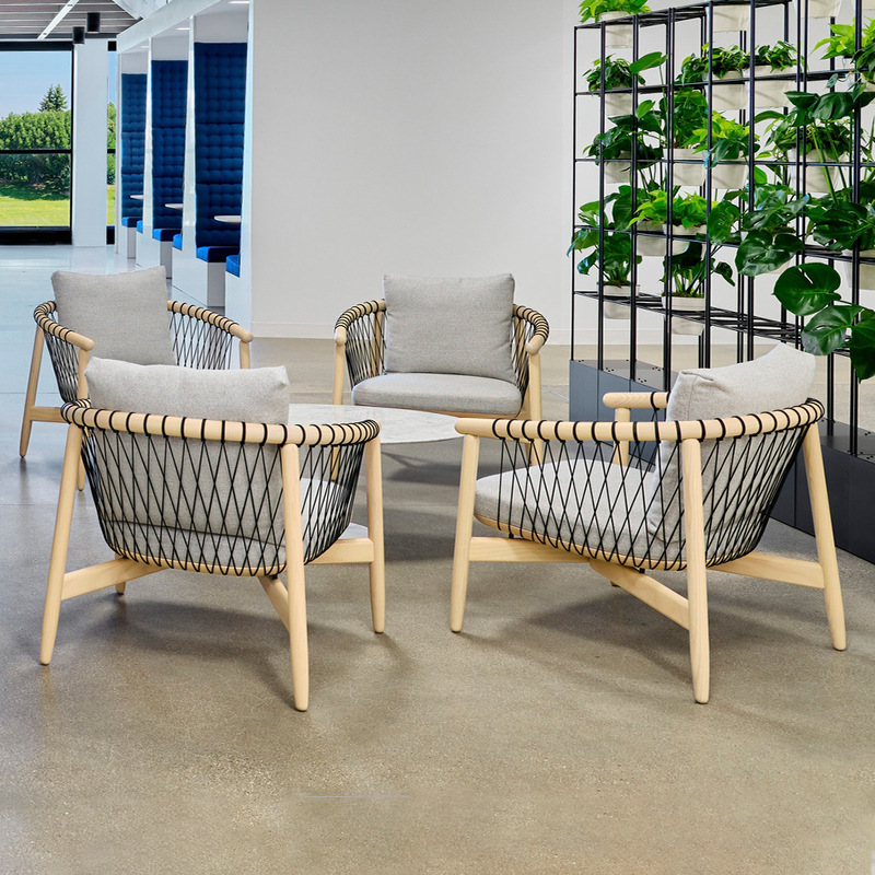 Conjunto de muebles de teca para exteriores, sofá para villa, terraza, resistente a la intemperie, protección solar, balcón, jardín, silla de ratán, mesa de centro. image 4