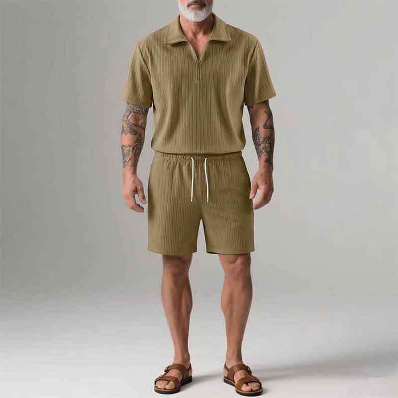 2026 Summer Cross-Border Amazon 3D New Men's Versatile Set: Polo Shirt and Shorts Two-Piece Set (Rebate Available)