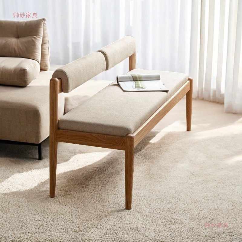 Solid Wood Bench, Simple Oak Stool, Soft-Packed Bench, Nordic Home Restaurant Backrest Chair, Long Bench Dining Chair