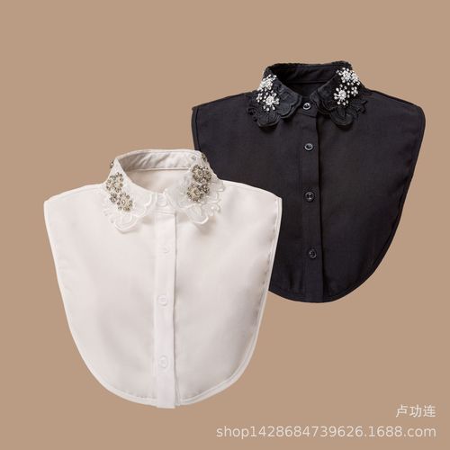 Korean Cute Shirt Collar Rhinestone Decorated Fake Collar Best Selling Women’s Spring and Summer Lace Versatile Fake Collar
