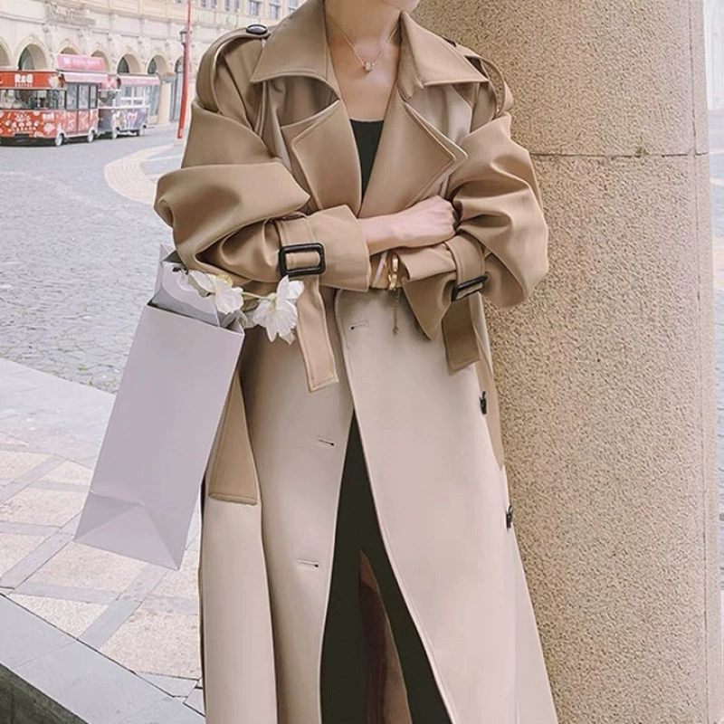 Fashionable long trench coat, mid-length, autumn, 2025 years, high-end