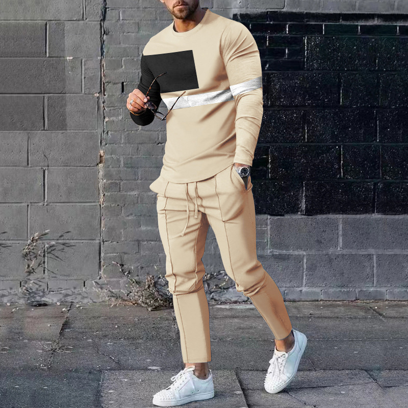 Herren Freizeit Anzug Langarm Oberteil Und Hose Sportset_voghion.com