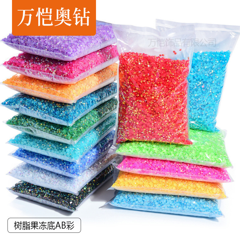 Jelly resin flat drill nail beauty phone shell decorative rhinestone diy decorative clothing accessories manufacturers wholesale