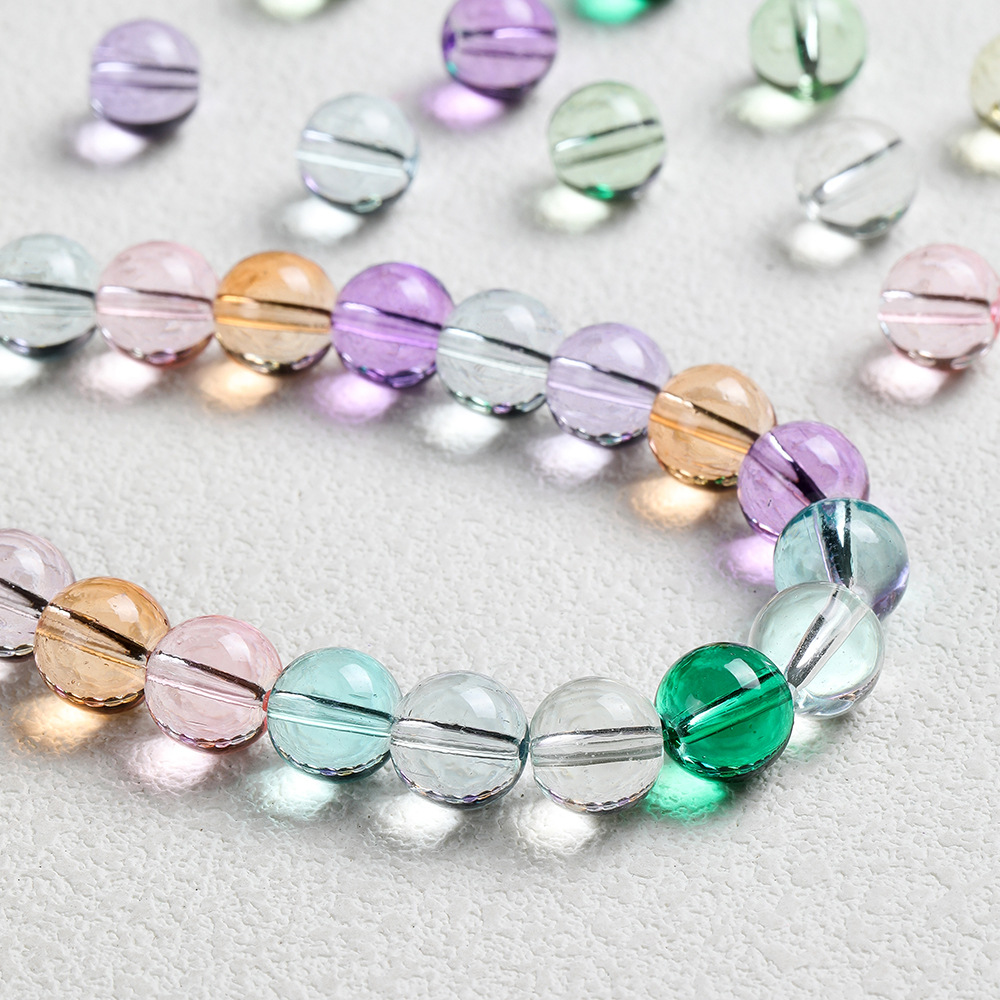 6 / 8 / 10mm esmaltado transparente esmaltado esferas de vidrio DIY joyas manuales pulseras material accesorio de collar image 5