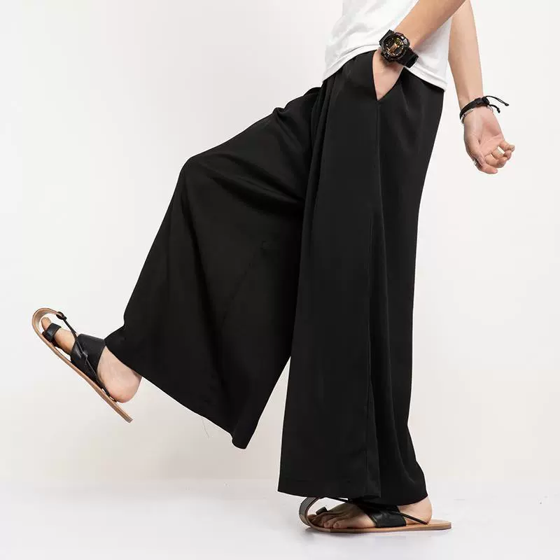 Men's trousers, silk retro thin skirt