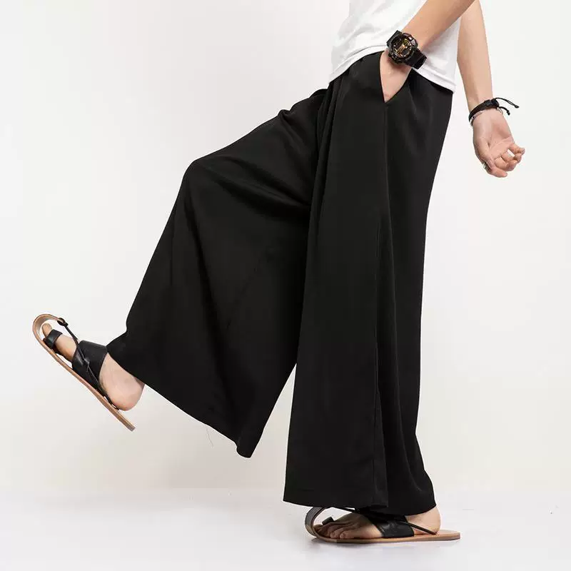 Men's trousers, silk retro thin skirt