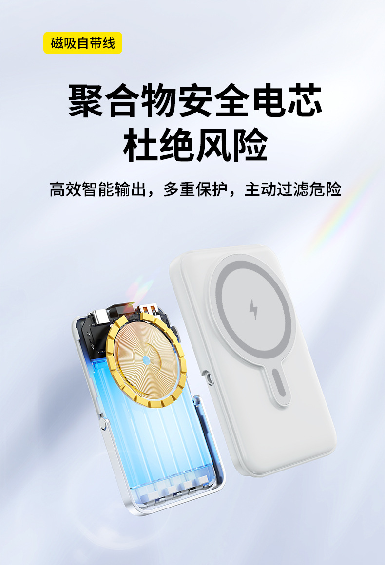 Cross-border Foreign Trade KC15W Magnetic Wireless Fast Charging Metal Stand Power Bank 10000/20000mAh Large Capacity Mobile