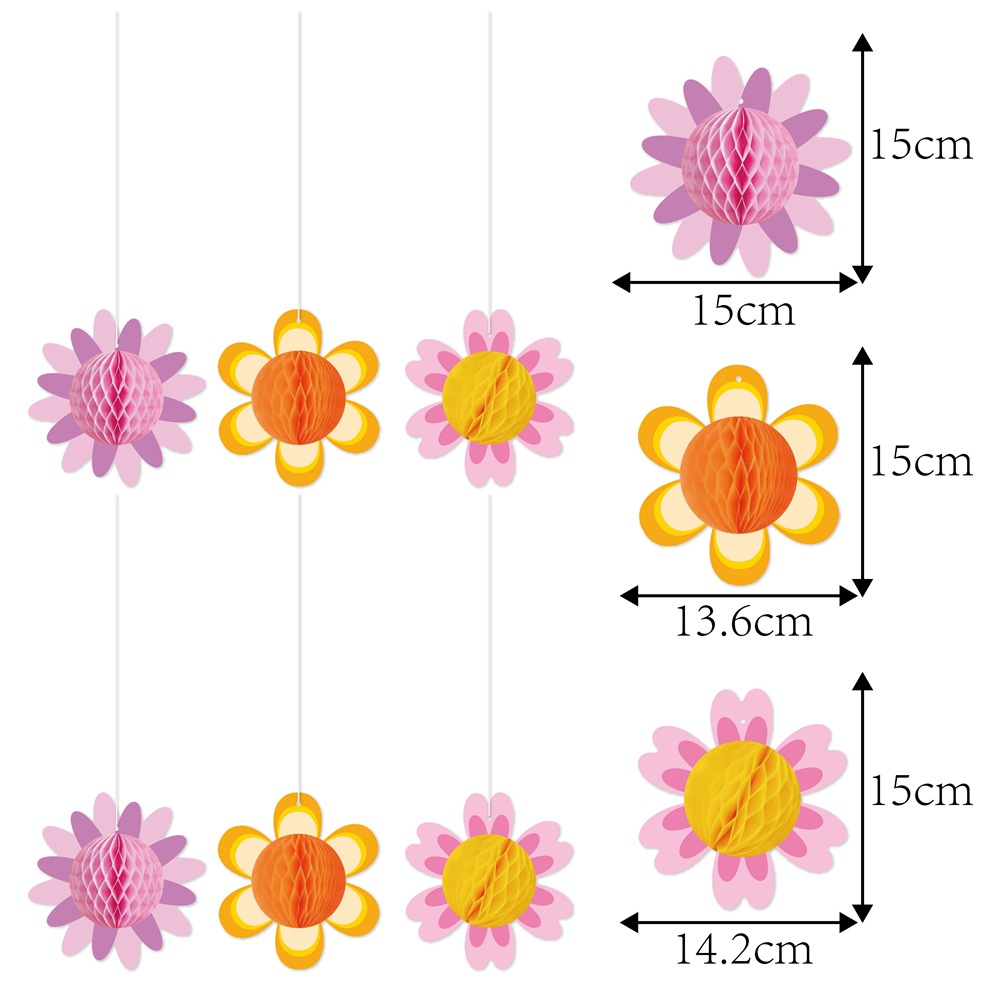 Transfronterizos nueva decoración de cumpleaños colgante colgante de abeja flor de primavera colgante colgante de abeja tridimensional suministros de decoración de cumpleaños