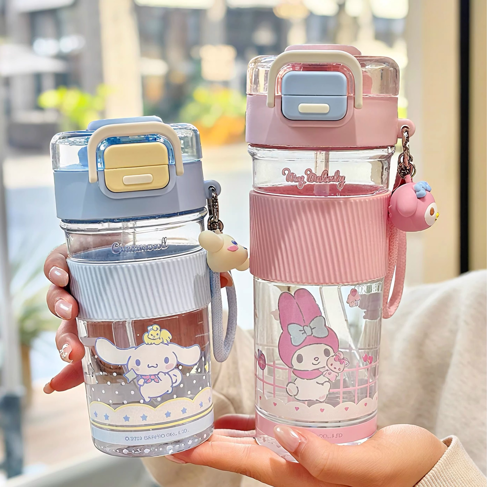 Sanrio Koolomi tazas de plástico para niños tritan tazas de paja de grado alimenticio tazas de agua portátiles al aire libre de gran capacidad