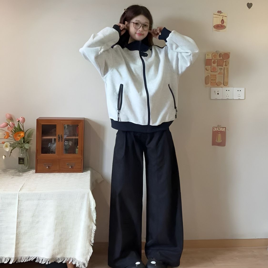 卫衣女开衫短外套秋季新款学院风拼色休闲百搭立领上衣秋季外套女