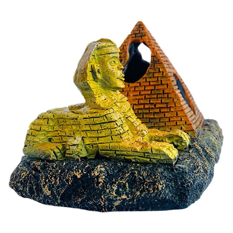 Pescado Camarón tortuga mini loro cría olla escape casa pecera paisaje decoración pirámide León estatua decoración resina