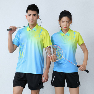 [Feidun Factory Store] Wholesale Badminton Uniforms Quick-Drying Sweat-Absorbent V Neck Short-Sleeved Polo Shirts Chinese Style Competition Uniforms