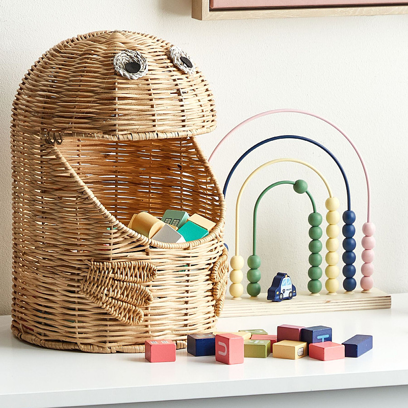 Creativa de ratana trenzada monstruo canasta de escritorio caja de almacenamiento de artículos de escritorio juguetes de papelería canasta de almacenamiento de artículos