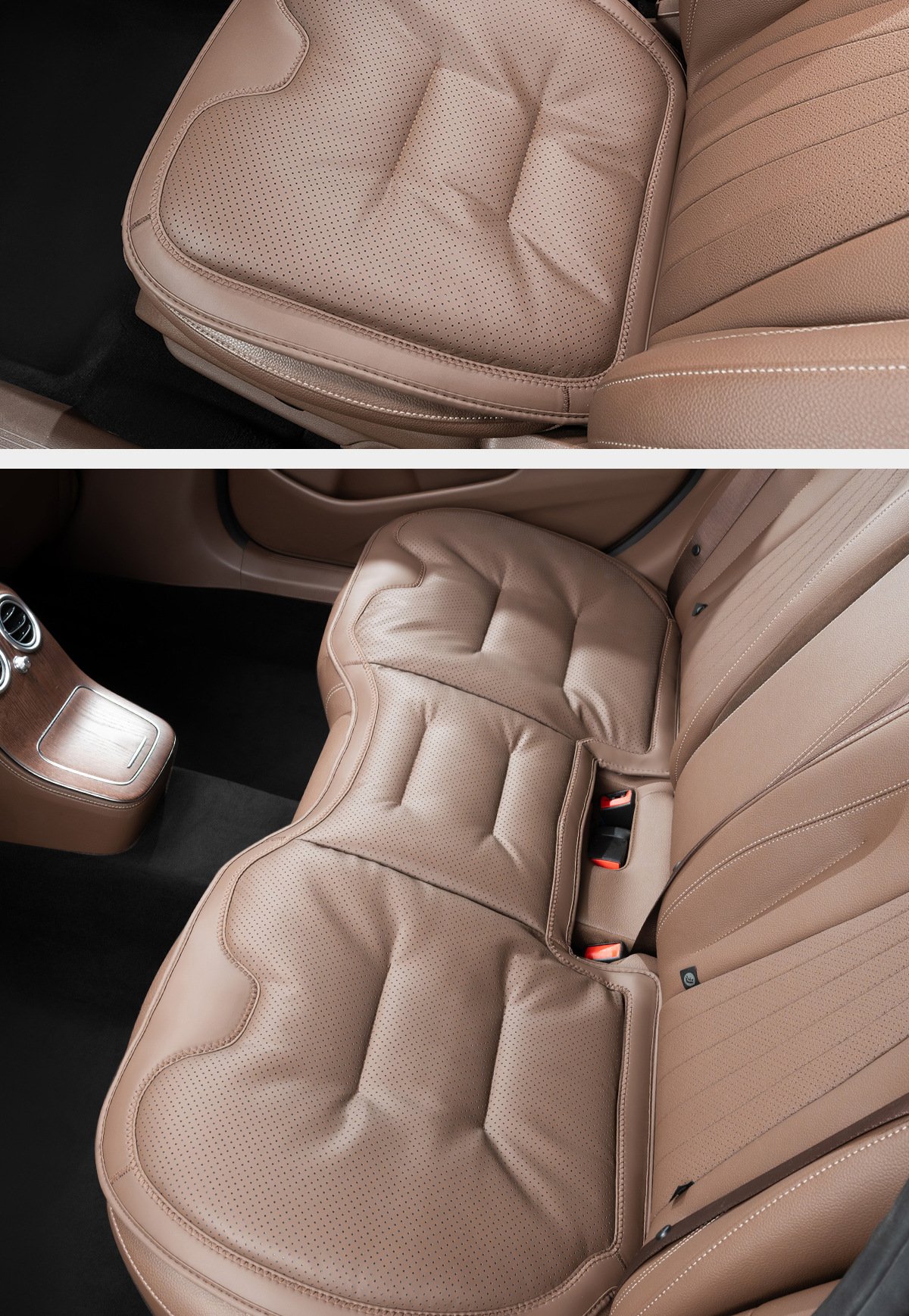 Car Seat Cushion with Lumbar Support, Integrated Rear Seat Cushion Suitable for Mercedes, Bmw, Audi, Four-Season Ventilation and Breathable Seat Cushion
