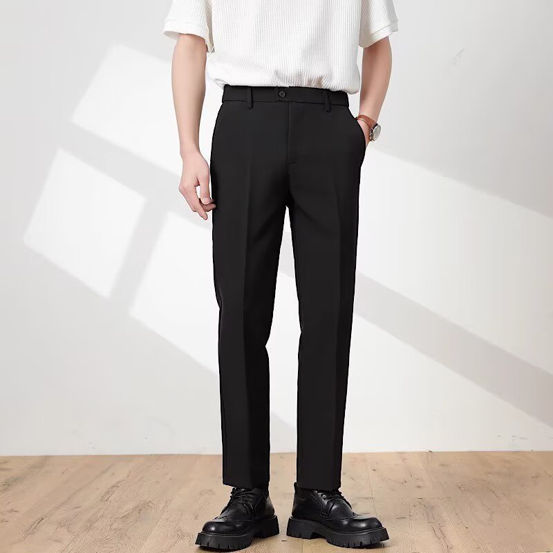 Men's Trousers 2025 Summer New Business Casual Pants Men's Straight Trousers Slim Fit Small Feet Suit Pants Men