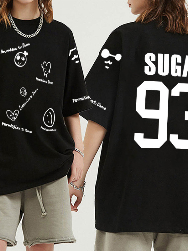 Cross-Border New Bts T-Shirt Japanese and Korean Casual Top Summer Short-Sleeve Pullover 93Suga Cross-Border New Bts T-Shirt Japanese and Korean Casual Top Summer Short-Sleeve Pullover 93Suga