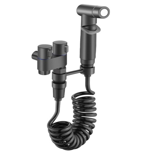 Manufacturer Wholesale Full Copper Gun Ash High-end Toilet Companion One-Inch Two-Outlet Dual Control Corner Valve Mini Pressure Toilet Spray Gun